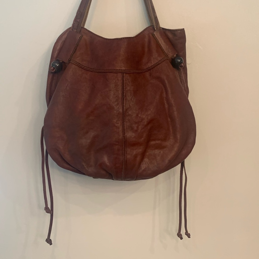 Lucky Brand tan genuine lamb leather hobo slouch bag
